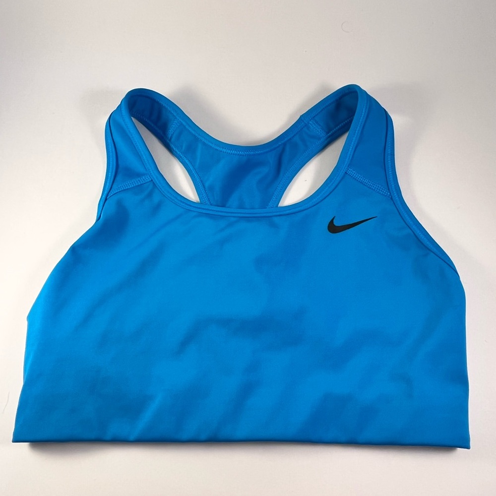 Nike Sports Bra Womens Small Blue DRI-FIT Racerback Logo. Black Check